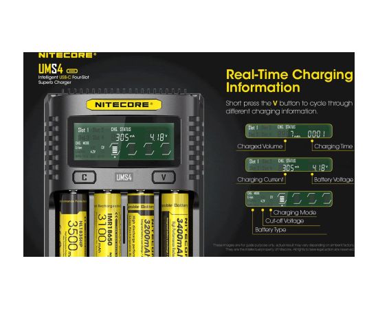 BATTERY CHARGER 4-SLOT/UMS4 NITECORE Батарейки, аккумуляторы