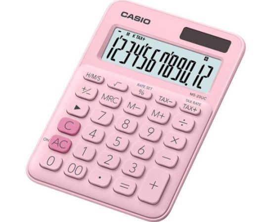 Kalkulator Casio Kalkulator biurowy CASIO MS-20UC-PK-B, 12-cyfrowy, 105x149,5mm, różowy Jaunumi - Birojam