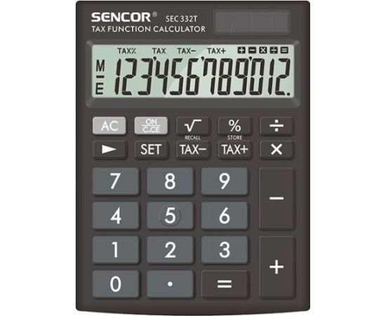 Kalkulator Sencor Sencor Kalkulator SEC 332 T, czarna, biurkowy, 12 miejsc, podwójne zasilanie Jaunumi - Birojam