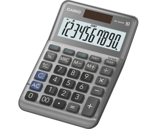Kalkulator Casio Kalkulator MS 100 FM, srebrna, stołowy, funkcja konwersji walut, %, VAT Jaunumi - Birojam