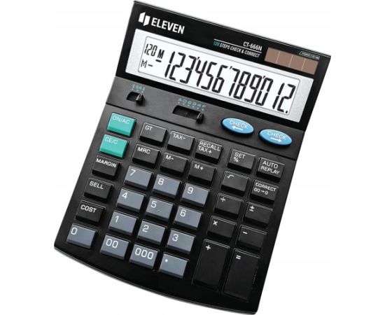 Eleven Kalkulator CT666N, czarna, biurkowy z obliczaniem VAT, 12 miejsc, automatyczne wy��czanie Kalkulatori
