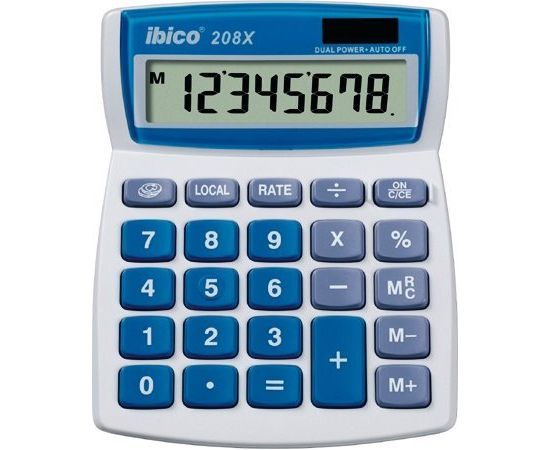 Kalkulator Rexel Rexel Ibico 208X Desktop Calculator White/Blue (Boxed), 109 mm, 155 mm, 155 mm Jaunumi - Birojam