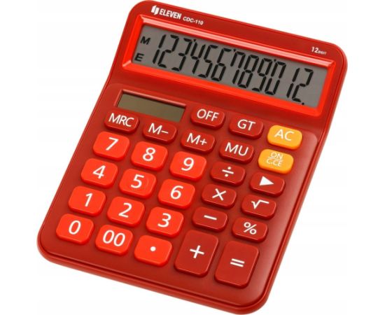 Kalkulator Eleven ELEVEN Kalkulator biurowy w kolorze czerwonym, jasno-czerwone przyciski numeryczne, CDC110RD Jaunumi - Birojam