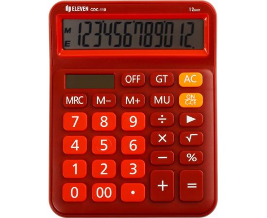 Kalkulator Eleven ELEVEN Kalkulator biurowy w kolorze czerwonym, jasno-czerwone przyciski numeryczne, CDC110RD Jaunumi - Birojam