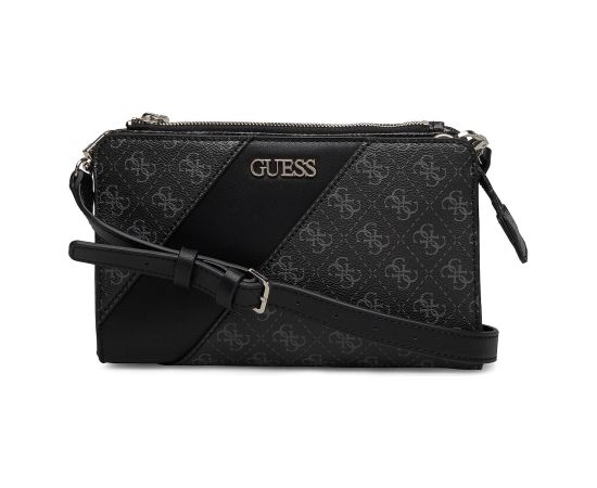 Guess, Camy, Double Zip, Textile Crossbody Bag, Black, For Women Somas portatīvajiem datoriem