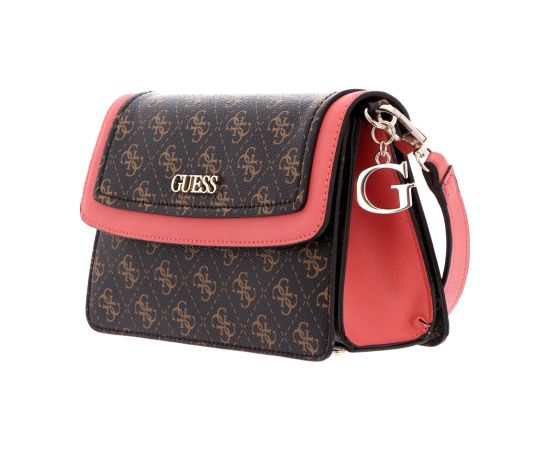 Guess, Camy, Synthetic Leather, 4G Logo, Textile Crossbody Bag, Coral/Brown, For Women Сумки, обложки для ноутбуков