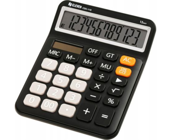 Kalkulator Eleven ELEVEN Kalkulator biurowy w kolorze czarnym, szare przyciski numeryczne, CDC110BK Jaunumi - Birojam