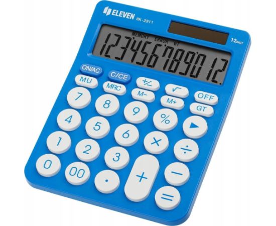Kalkulator Eleven ELEVEN Kalkulator biurowy w kolorze niebieskim, okrągłe białe przyciski, RK2311BL Jaunumi - Birojam