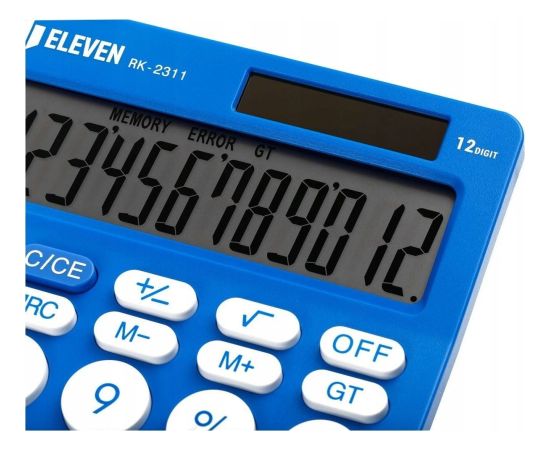 Kalkulator Eleven ELEVEN Kalkulator biurowy w kolorze niebieskim, okrągłe białe przyciski, RK2311BL Jaunumi - Birojam