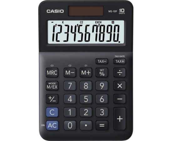 Kalkulator Casio Casio Kalkulator MS 10 F, czarna, stołowy, funkcja konwersji walut, %, VAT Новости - Для офиса