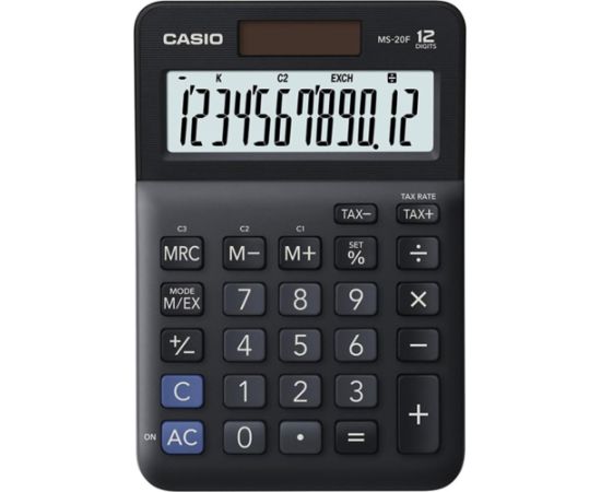 Kalkulator Casio Casio Kalkulator MS 20 F, czarna, biurkowy z obliczaniem VAT, 12 miejsc Jaunumi - Birojam