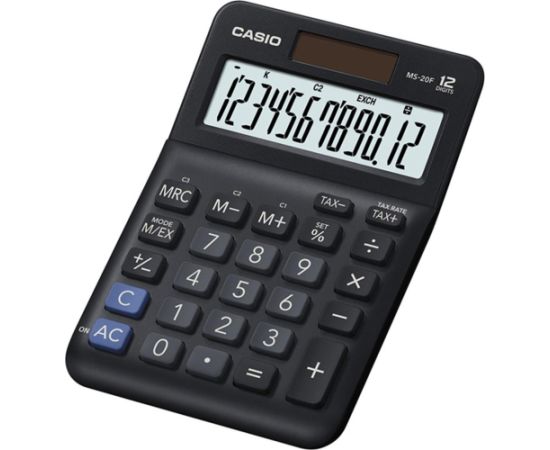 Kalkulator Casio Casio Kalkulator MS 20 F, czarna, biurkowy z obliczaniem VAT, 12 miejsc Jaunumi - Birojam