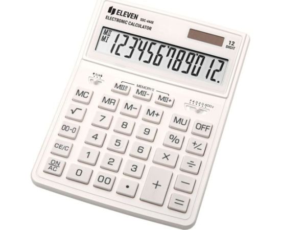 Kalkulator Eleven Eleven Kalkulator SDC444XRWHE, biała, biurkowy, 12 miejsc, podwójne zasilanie Jaunumi - Birojam