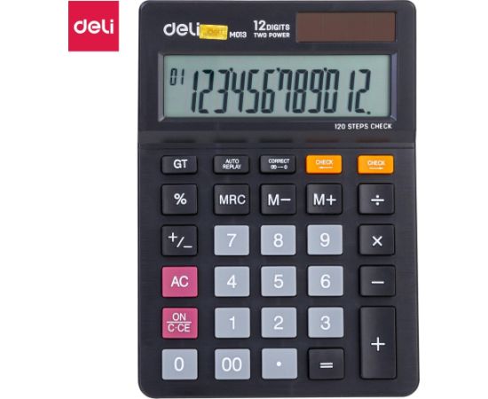 Kalkulator Deli KALKULATOR DELI M01320 12-POZYCYJNY CZARNY Jaunumi - Birojam