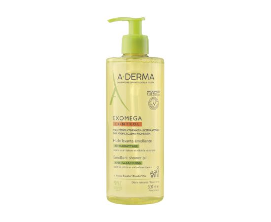 A-Derma, Exomega Control, Emollient, Shower Oil, For Very Dry To Atopic Sensitive Skin, 500 ml Dušas želejas ķermenim