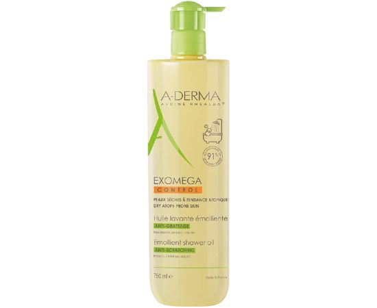A-Derma, Exomega Control, Emollient, Shower Oil, For Very Dry To Atopic Sensitive Skin, 200 ml Dušas želejas ķermenim