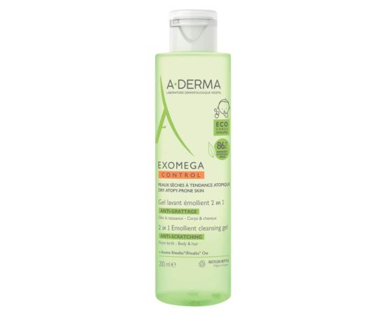 A-Derma, Exomega Control, Anti-Scratching & Soothing, Cleansing Gel, For Hair & Body, 200 ml Ķermeņa kosmētika