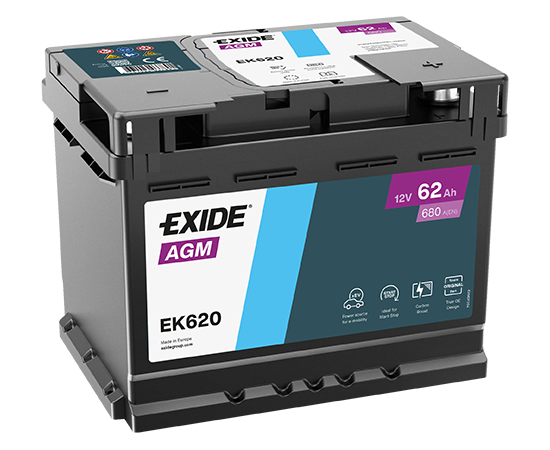 Akumulators EXIDE 62Ah/680A AGM (Labais+) 242x175x190 B13 (AGM) Akumulatori
