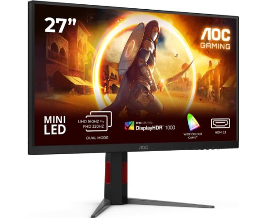 AOC U27G4XM 27 " Fast IPS UHD 16:9 160 Hz 1 ms 3840 x 2160 pixels 1200 cd/m² HDMI ports quantity 1 Black Monitori