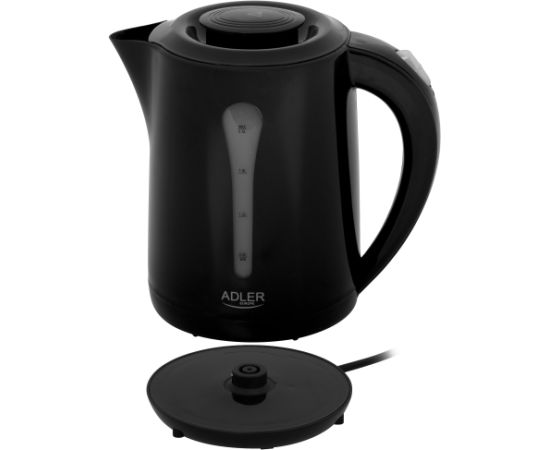 Adler Kettle AD 1244 Electric 1850 W 2.5 L Plastic 360° rotational base Black Tējkannas (elektriskās)