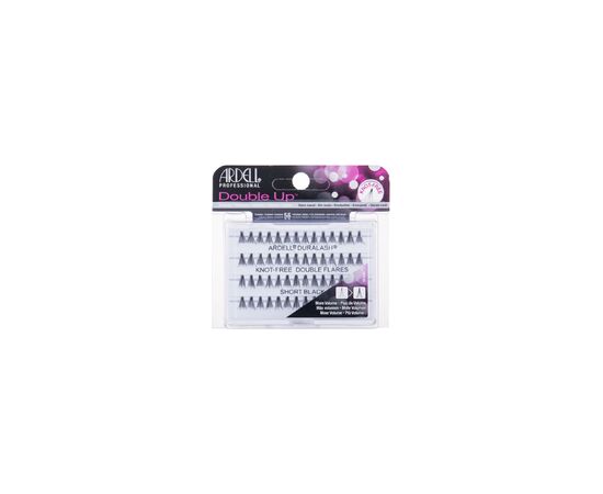 Ardell Double Up Duralash Knot-Free Double Flares ( 56 pcs ) - Tufa sticky lashes without knot Short Black Dekoratīvā kosmētika