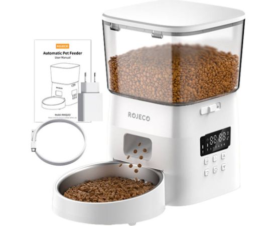 Rojeco 2L Automatic Pet Feeder Button Version (White) Viedās iekārtas un piederumi