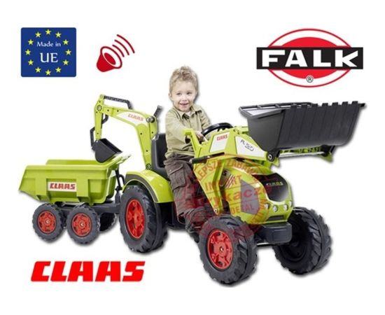 Falk FALK Ogromny traktor CLAAS AXOS z Przyczepą, Łyżką i Spychaczem Новости - Детские товары