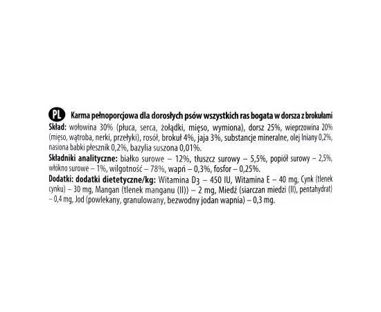 Dolina Noteci DOLINA NOTECI Premium bogata w dorsza z brokułami - mokra karma dla psa - 800g Suņu barība