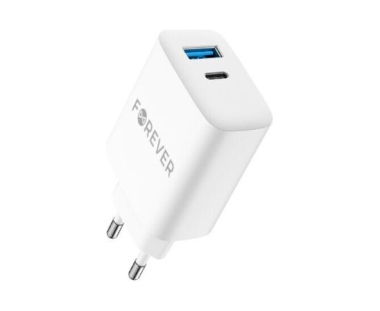 Forever TC-07 Tīkla Lādētājs PD / QC / USB-C / USB / 30W + USB-C Kabelis 60W Telefonu lādētāji 220v