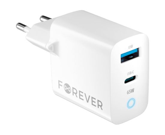 Forever TC-06 GaN Lādētājs PD / QC / 1x USB-C / 1x USB / 65W Telefonu lādētāji 220v
