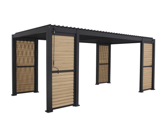 Gazebo MIRADOR-111 with louvred walls 3x6m, dark grey Тенты и аксессуары