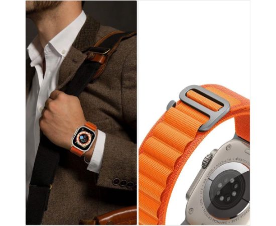 Tech-Protect Nylon Pro Strap for Apple Watch 4 | 5 | 6 | 7 | 8 | 9 | SE | Ultra 1 | 2 (42|44|45|49 mm) - Titanium Olive Smart-Watch aksesuāri