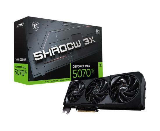 MSI GeForce RTX 5070 Ti 16G SHADOW 3X OC NVIDIA 16 GB GDDR7 BULK Grafiskās video kartes