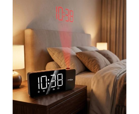 Digital LED clock radio with GreenBlue projector, FM radio, alarm, 12/24 clock, 5V DC USB power supply + CR2032, GB172 Aудио-видео