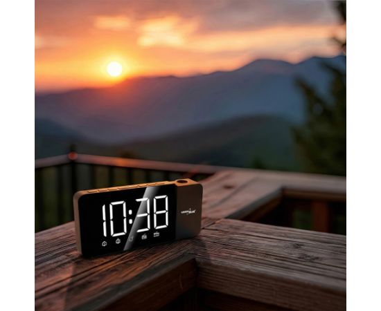 Digital LED clock radio with GreenBlue projector, FM radio, alarm, 12/24 clock, 5V DC USB power supply + CR2032, GB172 Aудио-видео