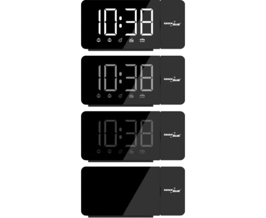 Digital LED clock radio with GreenBlue projector, FM radio, alarm, 12/24 clock, 5V DC USB power supply + CR2032, GB172 Aудио-видео