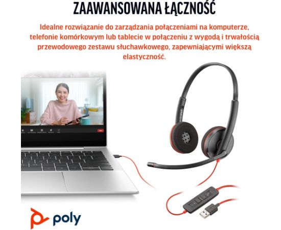 HP Poly Blackwire 3220 Stereo USB-C Black Headset +USB-C/A Adapter (Bulk) Наушники