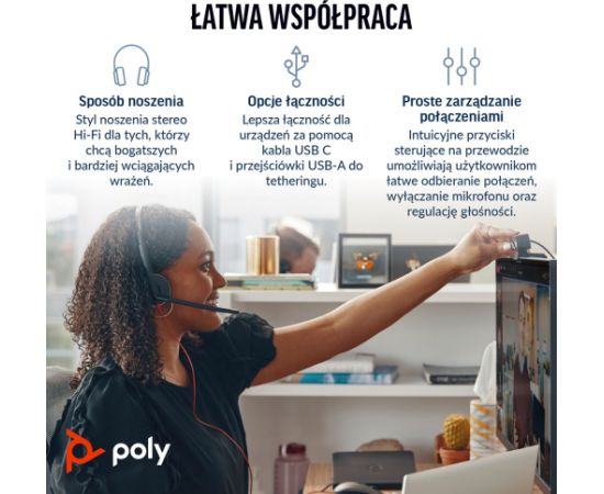 HP Poly Blackwire 3220 Stereo USB-C Black Headset +USB-C/A Adapter (Bulk) Наушники