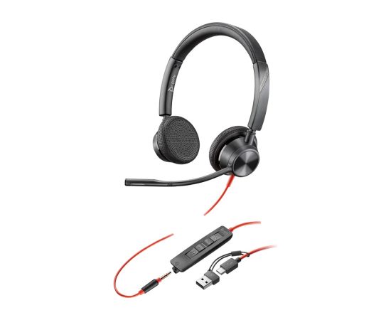 HP Poly Blackwire 3325 Stereo USB-C Headset +3.5mm Plug +USB-C/A Adapter Наушники