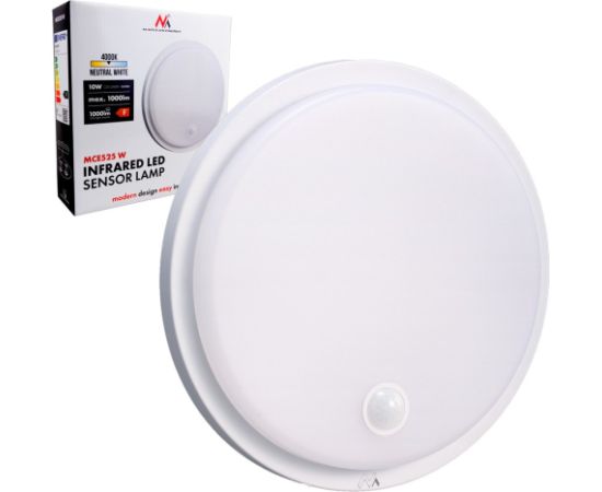 Maclean LED lamp with motion sensor, PIR sensor, white, 10W, IP65, 1000lm, neutral color, MCE525 W Modernās lampas