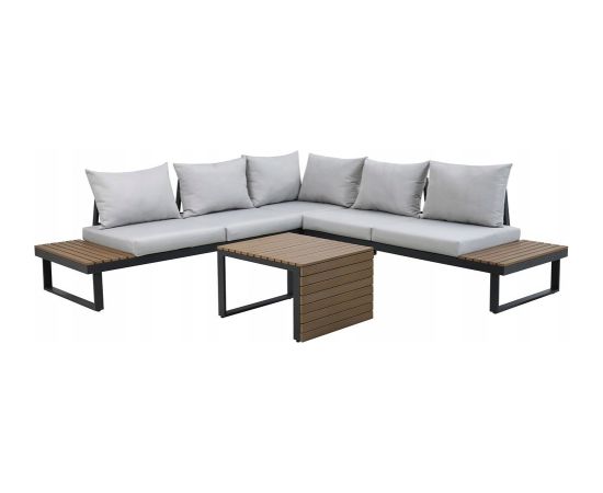 Mirpol Zestaw Mebli Ogrodowych MARBELLA z Sofą Narożnikiem i Stolikiem SZARY Dārza mēbeļu komplekti