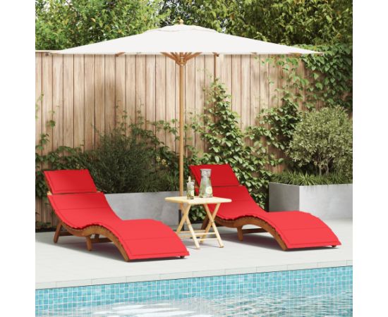 Vidaxl Leżaki z poduszkami 2 szt. Czerwone, z litego drewna akacjowego Шезлонги и пляжные стулья