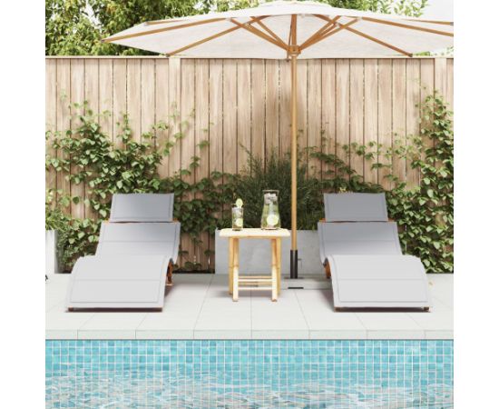 vidaXL Leżak słoneczny Zestaw 2 Brązowy, Jasnoszary Шезлонги и пляжные стулья