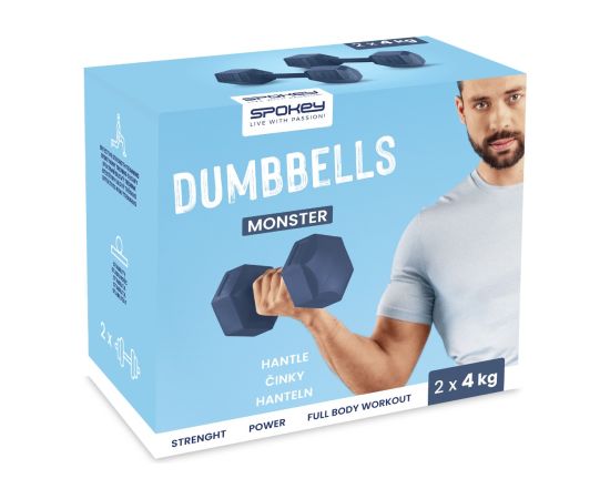 Sešstūra hanteles komplekts 2x4 kg Spokey MONSTER Гантели и наборы