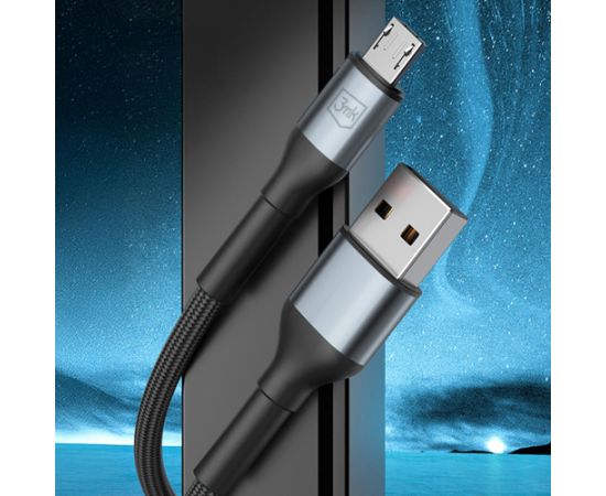 3mk Hyper kabelis N-SERIES USB-A | MicroUSB 1m 5V|2.4A 12W | melns Data USB kabeļi