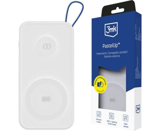 3MK Powerbank PastelUp 10,000mAh 22.5W ar Magsafe + Apple Watch uzlādi, balts Power Banks