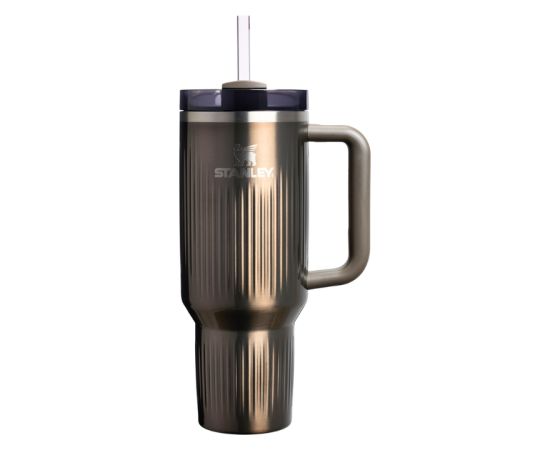 Stanley Термокружка с трубочкой The Quencher H2.0 Fluted Tumbler 1.18L глянцевый темно-серый Термо кружки