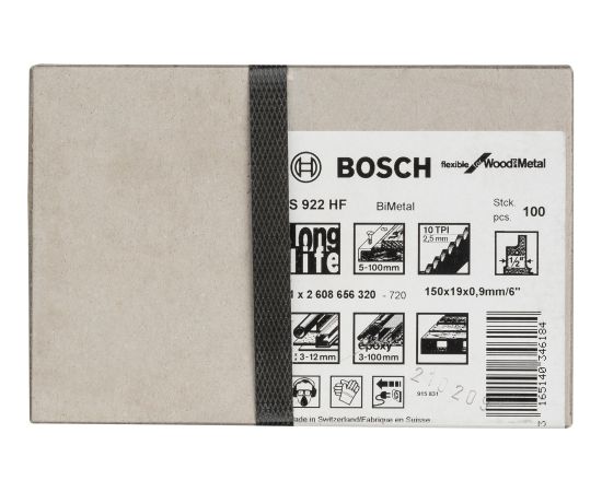 Bosch saber saw blade S 922 HF Flexible for Wood and Metal, 100 pieces (length 150mm) Новинки Для дома и сада 