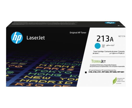 HP 213A (W2131A) Toner Cartridge, Cyan Tintes printeru izejmateriāli