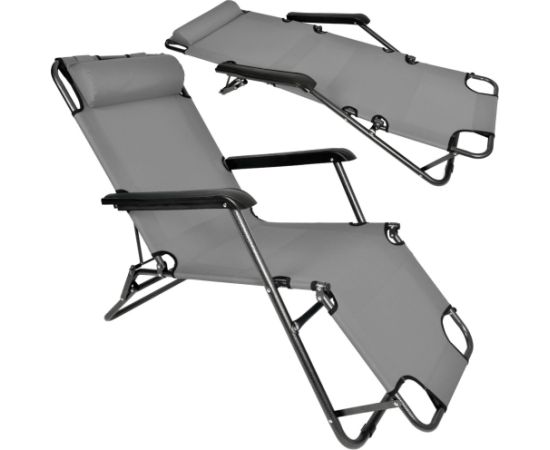 Extralink Leżak ogrodowy rozkładany z poduszką Black Forest, Szary Шезлонги и пляжные стулья